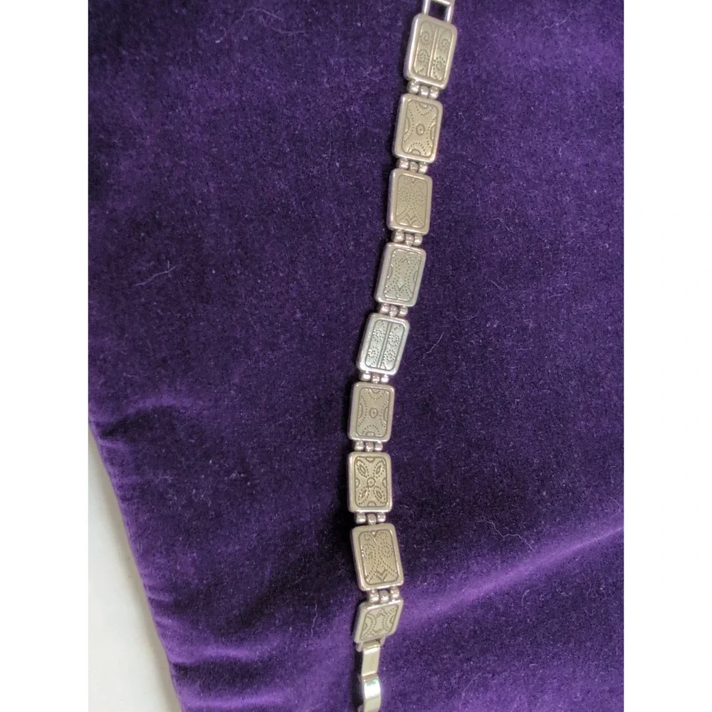 Brighton Bracelet rectangular panels w/ engraved geometric and dotted motifs.
